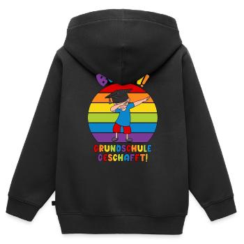Bääm Schule geschafft Abschluss Grundschule 2026 - Kinder Premium Organic Zip Hoodie - Schwarz - Hinten - AI Model Kid Male (0cm)