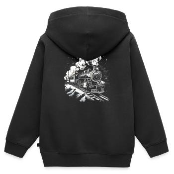 Dampflokomotive Dampflok Eisebahner Geschenk Lok - Kinder Premium Organic Zip Hoodie - Schwarz - Hinten - AI Model Kid Male (0cm)