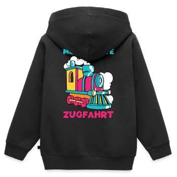 Meine erste Zugfahrt - Eisenbahn Dampflok Zug - Kinder Premium Organic Zip Hoodie - Schwarz - Hinten - AI Model Kid Male (0cm)
