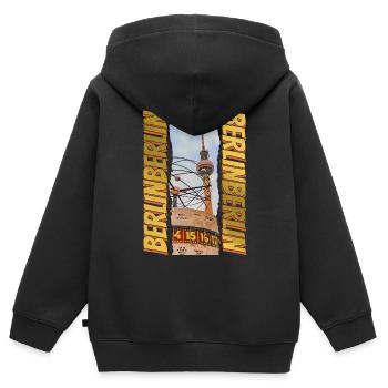 Tour de télévision de Berlin Skyline Gold Allemagne - Sweat Premium à capuche zippé enfant bio - noir - Dos - AI Model Kid Male (0cm)