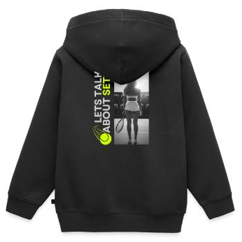 Tennisspieler Tennisschläger Tennisplatz Outfit - Kinder Premium Organic Zip Hoodie - Schwarz - Hinten - AI Model Kid Male (0cm)