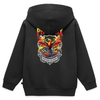 Phoenix Phoenix Fire Flames Mythologie des oiseaux - Sweat Premium à capuche zippé enfant bio - noir - Dos - AI Model Kid Male (0cm)