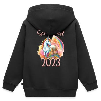 Schoolchild 2023 School enrollment unicorn school pupil - Kids Premium Organic Zip-up Hoodie - black - Back - AI Model Kid Male (0cm)