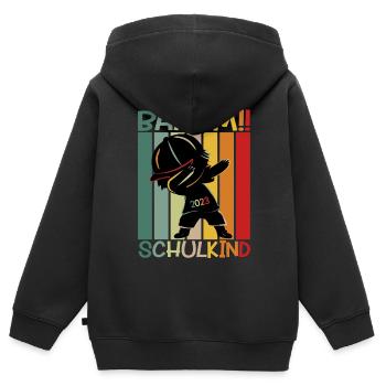 Schulkind 2023 Geschenk - Kinder Premium Organic Zip Hoodie - Schwarz - Hinten - AI Model Kid Male (0cm)