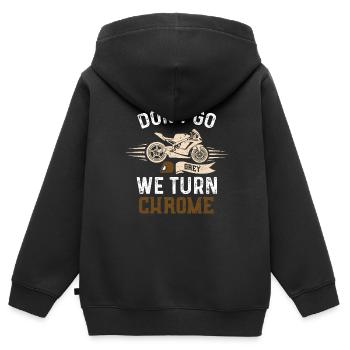 Bikers Don't Go Grey We Turn Chrome - Kinder Premium Organic Zip Hoodie - Schwarz - Hinten - AI Model Kid Male (0cm)