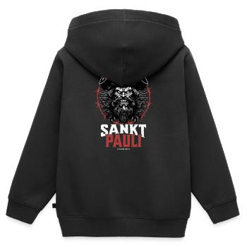 St Pauli Retro Piratenkopf Hansestadt Hamburg - Kinder Premium Organic Zip Hoodie - Schwarz - Hinten - AI Model Kid Male (0cm)
