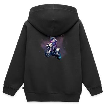 Motocross Bikerin Motorradfahrerin Supemoto - Kinder Premium Organic Zip Hoodie - Schwarz - Hinten - AI Model Kid Male (0cm)