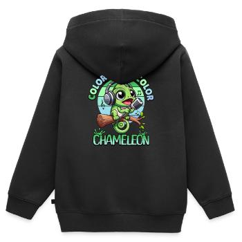 Chamäleon Reptilien Tierdesign Amphibien Geschenke - Kinder Premium Organic Zip Hoodie - Schwarz - Hinten - AI Model Kid Male (0cm)