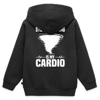 Sturmjäger Sprüche | Gewitter Meteorologe Geschenk - Kinder Premium Organic Zip Hoodie - Schwarz - Hinten - AI Model Kid Male (0cm)