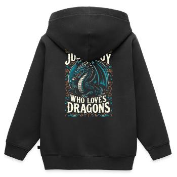 Just a boy who loves dragons - Kids Premium Organic Zip-up Hoodie - black - Back - AI Model Kid Male (0cm)