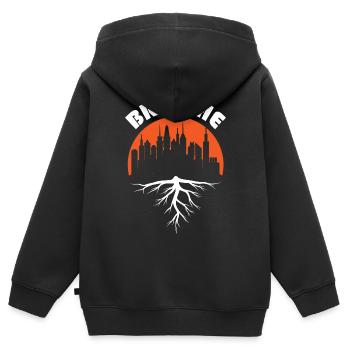 Forest or Building Save Nature - Kinder Premium Organic Zip Hoodie - Schwarz - Hinten - AI Model Kid Male (0cm)