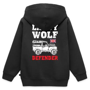 Landy Wolf Defender - Kids Premium Organic Zip-up Hoodie - black - Back - AI Model Kid Male (0cm)