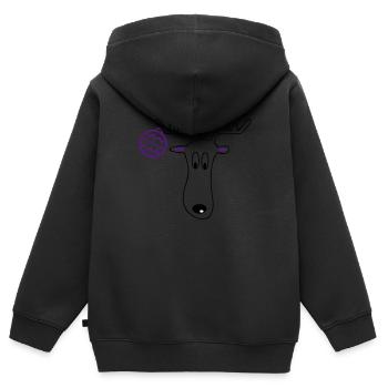 Rennes avec des boules de Noël - Sweat Premium à capuche zippé enfant bio - noir - Dos - AI Model Kid Male (0cm)