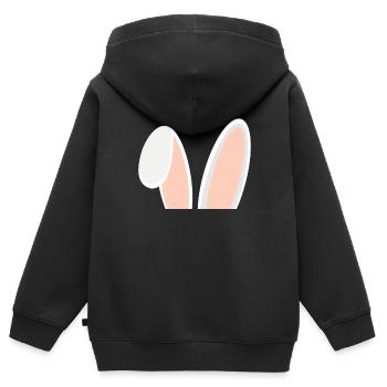 Oreilles de lapin - Sweat Premium à capuche zippé enfant bio - noir - Dos - AI Model Kid Male (0cm)