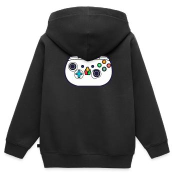 White Video Game Controller - Kids Premium Organic Zip-up Hoodie - black - Back - AI Model Kid Male (0cm)