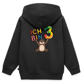 Ich bin 3 Jahre dritter Geburtstag - Kinder Premium Organic Zip Hoodie - Schwarz - Hinten - AI Model Kid Male (0cm)