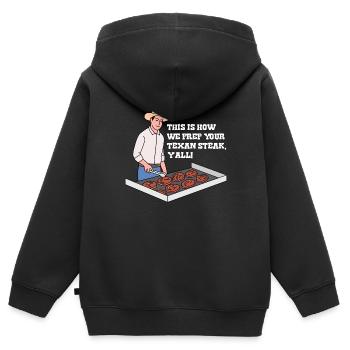Steak in Texas Design für stolze Texaner - Kinder Premium Organic Zip Hoodie - Schwarz - Hinten - AI Model Kid Male (0cm)