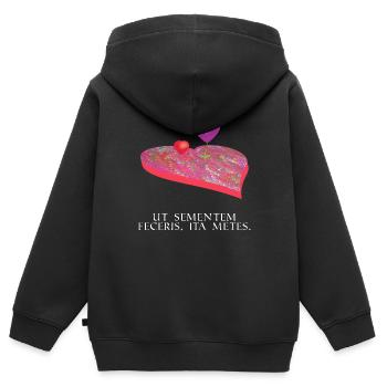 wie du säest so wirst du ernten latein weiss - Kinder Premium Organic Zip Hoodie - Schwarz - Hinten - AI Model Kid Male (0cm)