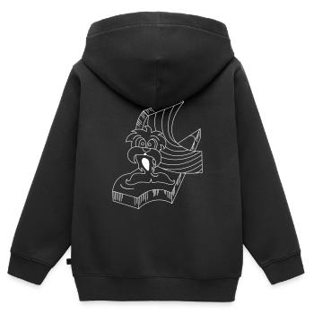 Pinguinmann auf Eisscholle - Kinder Premium Organic Zip Hoodie - Schwarz - Hinten - AI Model Kid Male (0cm)
