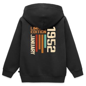 Januar 1952 - 1952 Januar Geburtstagsgeschenk - Kinder Premium Organic Zip Hoodie - Schwarz - Hinten - AI Model Kid Male (0cm)