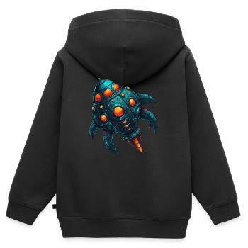 Buntes fantasievolles skurriles Raumschiff - Kinder Premium Organic Zip Hoodie - Schwarz - Hinten - AI Model Kid Male (0cm)
