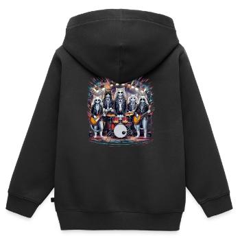Rockin' Cats Hommage psychédélique - Sweat Premium à capuche zippé enfant bio - noir - Dos - AI Model Kid Male (0cm)