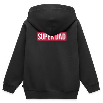 SUPER DAD - Kids Premium Organic Zip-up Hoodie - black - Back - AI Model Kid Male (0cm)