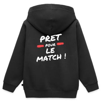 Prêt pour le match t-shirt football humour - Sweat Premium à capuche zippé enfant bio - noir - Dos - AI Model Kid Male (0cm)