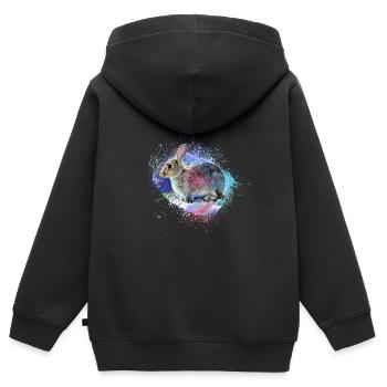 Lapin,Graffiti,Peintre,Coloré,Animal,Lapin - Sweat Premium à capuche zippé enfant bio - noir - Dos - AI Model Kid Male (0cm)