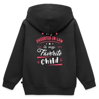Meine Schwiegertochter ist mein Lieblingskind - Kinder Premium Organic Zip Hoodie - Schwarz - Hinten - AI Model Kid Male (0cm)