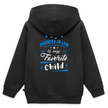 Meine Schwiegertochter ist mein Lieblingskind - Kinder Premium Organic Zip Hoodie - Schwarz - Hinten - AI Model Kid Male (0cm)