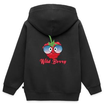 wild berry,wilde beere,himbeere,beere,comic - Kinder Premium Organic Zip Hoodie - Schwarz - Hinten - AI Model Kid Male (0cm)