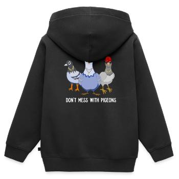 Cool Don’t Mess Pigeons design pour les fans de pigeons - Sweat Premium à capuche zippé enfant bio - noir - Dos - AI Model Kid Male (0cm)