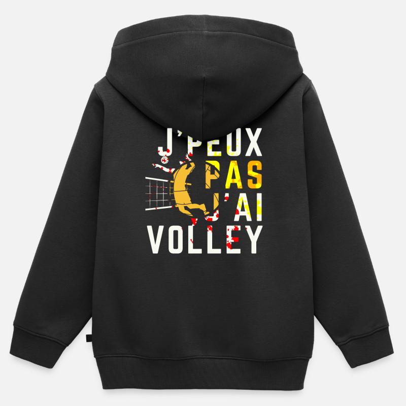 J'peux pas jai Volley - Sweat Premium à capuche zippé enfant bio - noir
