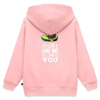 Lustiges Avocado-Lebensmittel, das eine Fischerboot-Frucht fährt - Kinder Premium Organic Zip Hoodie - Rosa - Hinten - AI Model Kid Female (0cm)