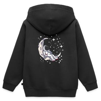 Cadeau d'astronaute astronomie lune - Sweat Premium à capuche zippé enfant bio - noir - Dos - AI Model Kid Male (0cm)
