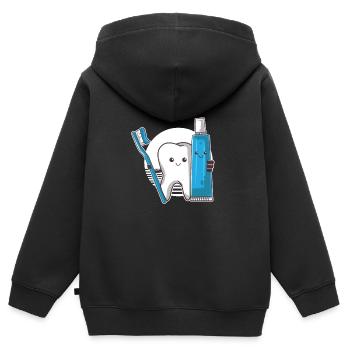 Dentifrice Brosse À Dents Souriant Amant Mignon Dentiste - Sweat Premium à capuche zippé enfant bio - noir - Dos - AI Model Kid Male (0cm)