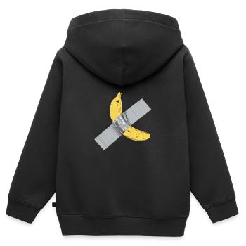 Ruban adhésif en toile d'oeuvre d'art comique de banane - Sweat Premium à capuche zippé enfant bio - noir - Dos - AI Model Kid Male (0cm)