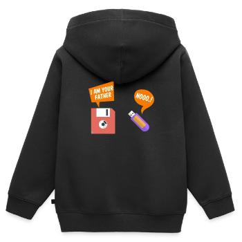 Programmeur blague amusant disquette USB sort - Sweat Premium à capuche zippé enfant bio - noir - Dos - AI Model Kid Male (0cm)