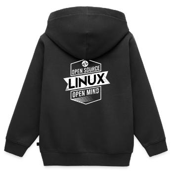 Programmeurs Linux cadeau open source - Sweat Premium à capuche zippé enfant bio - noir - Dos - AI Model Kid Male (0cm)