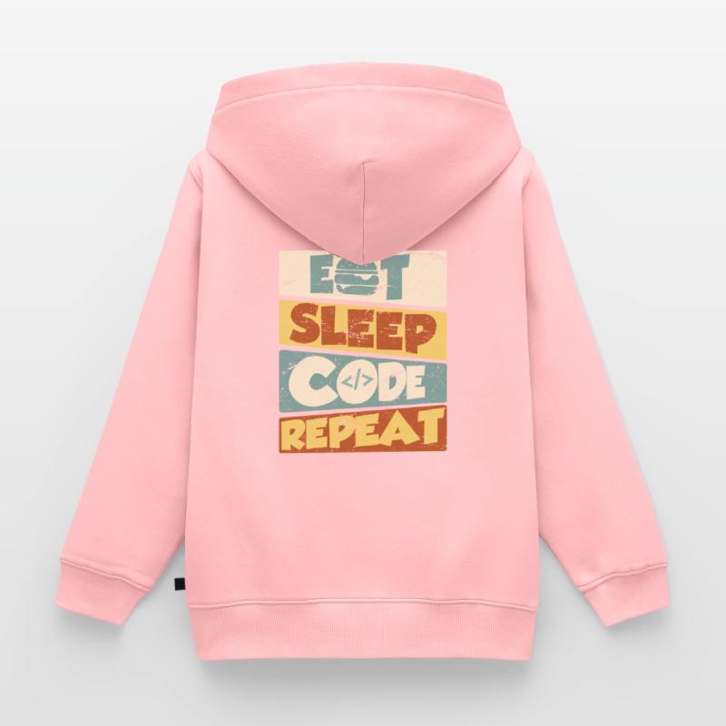 Programmer Developer IT Saying Eat Sleep Code Kids Premium Organic Zip-up Hoodie