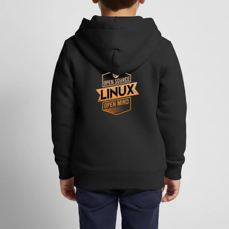 Système d’exploitation Open Source Open Mind Linux Sweat Premium à capuche zippé enfant bio