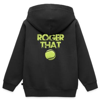 Tennisman sort Roger That Tennisball - Sweat Premium à capuche zippé enfant bio - noir - Dos - AI Model Kid Male (0cm)
