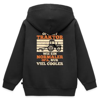 Opa Traktor Trekker Geschenk Landwirt Bauer - Kinder Premium Organic Zip Hoodie - Schwarz - Hinten - AI Model Kid Male (0cm)