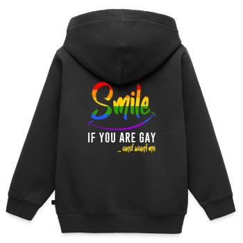 Schwulen Spruch Gay Lächle wenn du Schwul bist - Kinder Premium Organic Zip Hoodie - Schwarz - Hinten - AI Model Kid Male (0cm)
