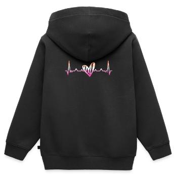 Lesbischer Herzschlag Herzfrequenz Lesbian Pride - Kinder Premium Organic Zip Hoodie - Schwarz - Hinten - AI Model Kid Male (0cm)