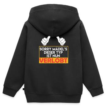 JGA Spruch Verlobung - Kinder Premium Organic Zip Hoodie - Schwarz - Hinten - AI Model Kid Male (0cm)