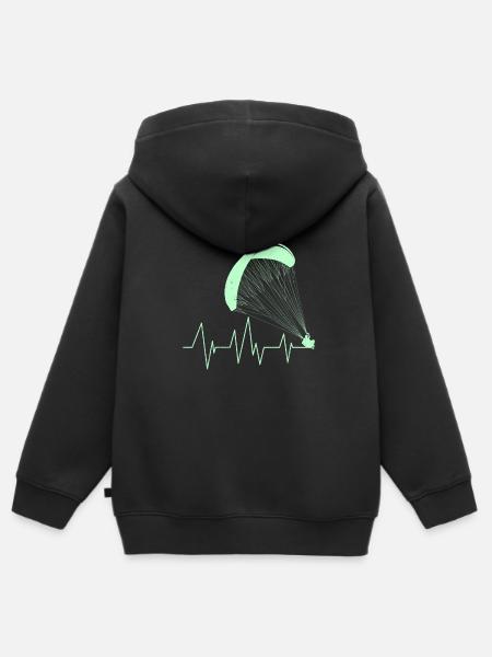Parapente Battement de Coeur Parapente Coeur - Sweat Premium à capuche zippé enfant bio - noir