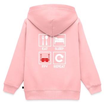 Quadrocopter Spruch Eat Sleep FPV Repeat Drohne - Kinder Premium Organic Zip Hoodie - Rosa - Hinten - AI Model Kid Female (0cm)