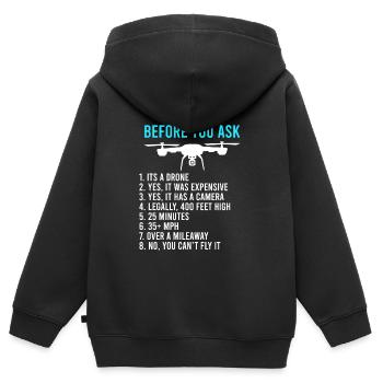 Bevor du fragst Drohnen Informationen FPV Piloten - Kinder Premium Organic Zip Hoodie - Schwarz - Hinten - AI Model Kid Male (0cm)